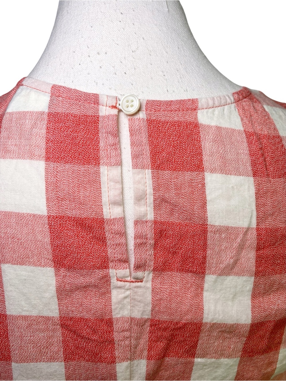 J.Crew Red Gingham Sleeveless Shell Top Side Tie Linen Blend Size 2 - Picture 7 of 14